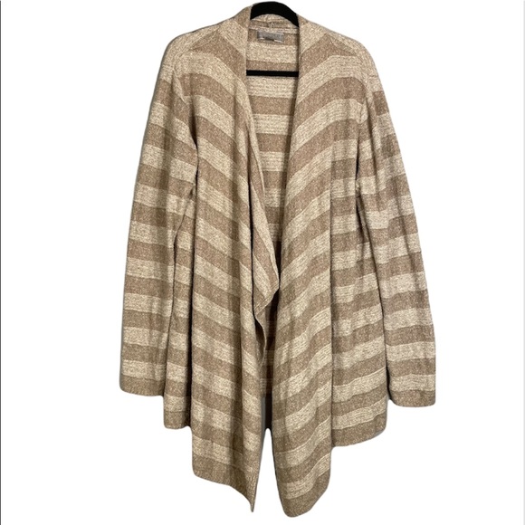 Barefoot Dreams Sweaters - NWOT Barefoot Dreams Neutral Stripes Cozy Calypso Wrap Cardigan Sweater Size 3X